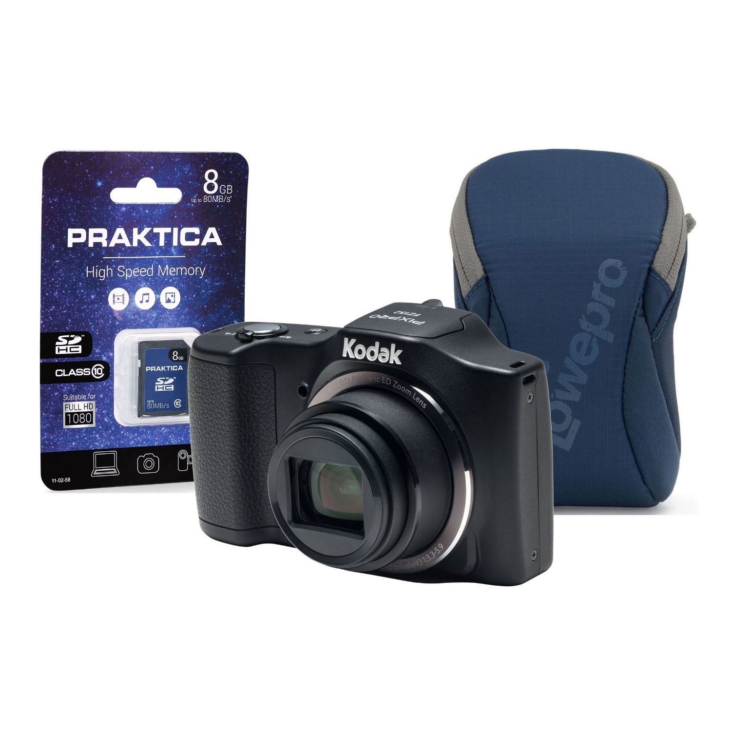 Kodak PIXPRO FZ152 Black Camera Kit inc 8GB SD Card and Case FZ152BK